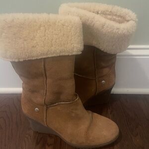 Ugg brown suede wedge boots